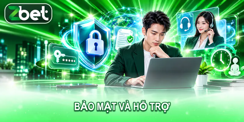 bao mat ho tro zbet Minh họa bảo vệ tài khoản và hỗ trợ ZBET