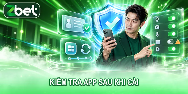 Người dùng kiểm tra quyền truy cập và nguồn ứng dụng ZBET sau khi cài đặt